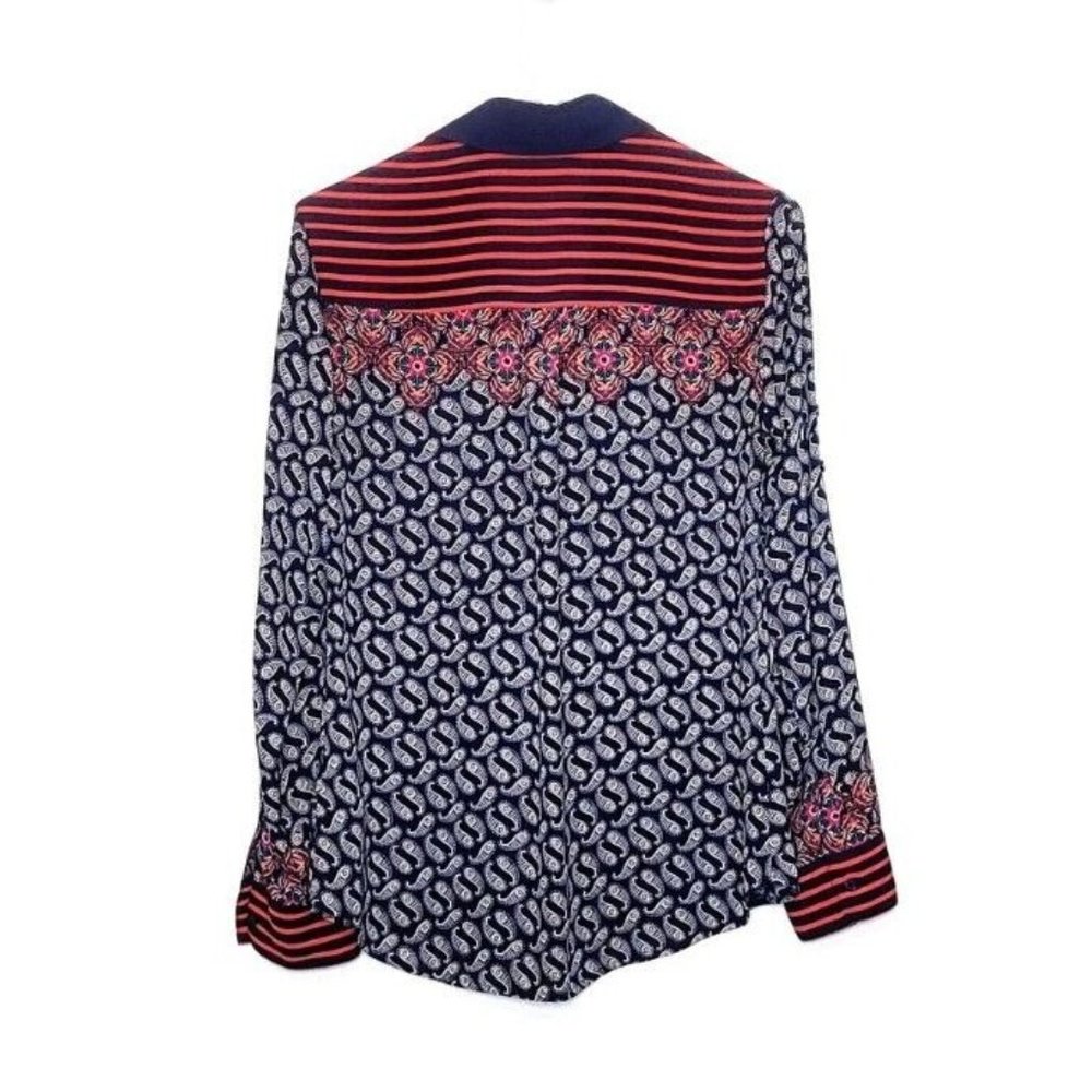 Express Portofino Slim Fit Button Down Shirt Paisley Floral Print Striped Size S - Picture 2 of 12